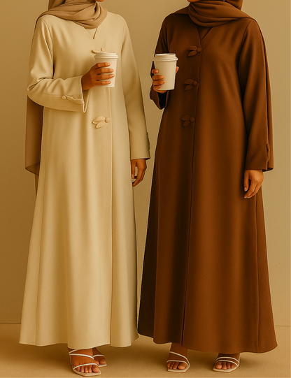 Beige Leaf Abaya