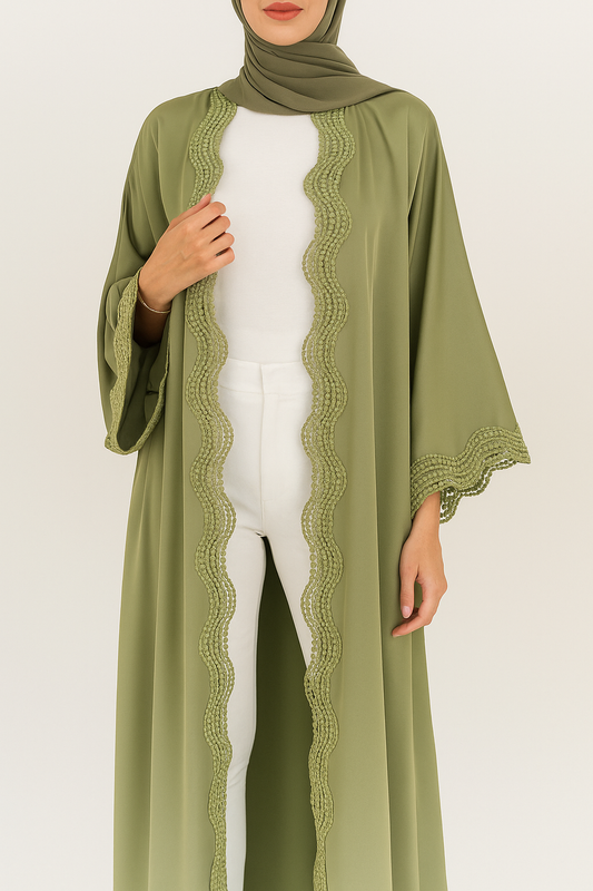 Pistachio lace abaya
