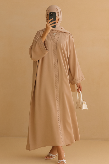Beige Braided Abaya