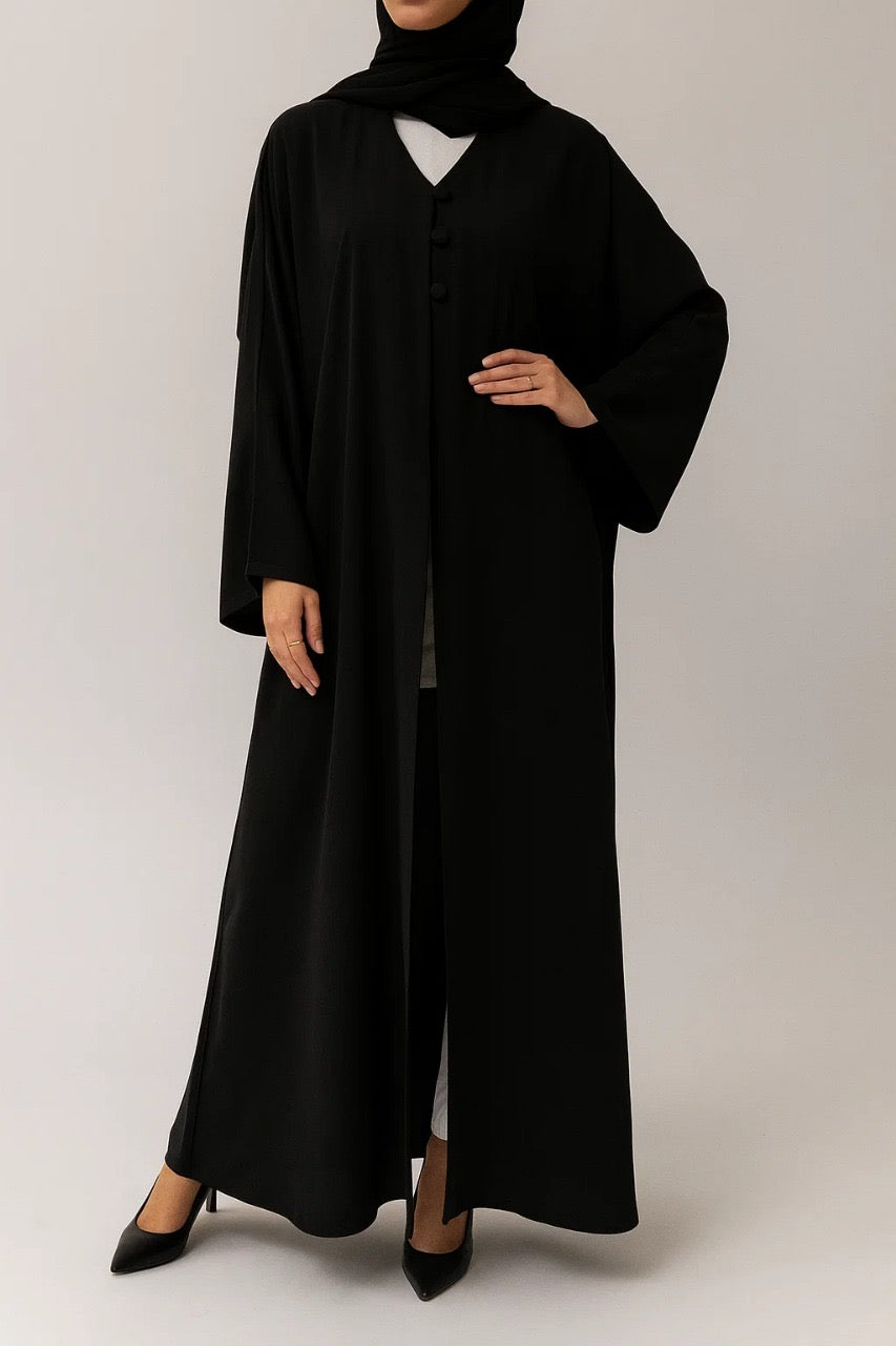Black button abaya