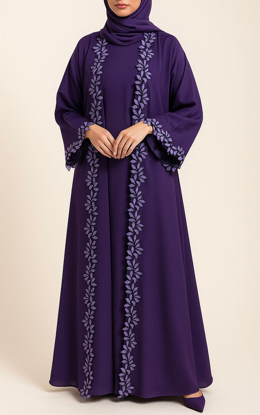 Purple fancy lace abaya