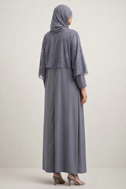Blueish grey Moon Veil Abaya