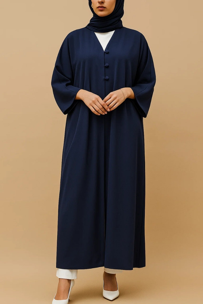 Navy button abaya
