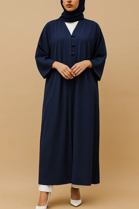 Navy button abaya