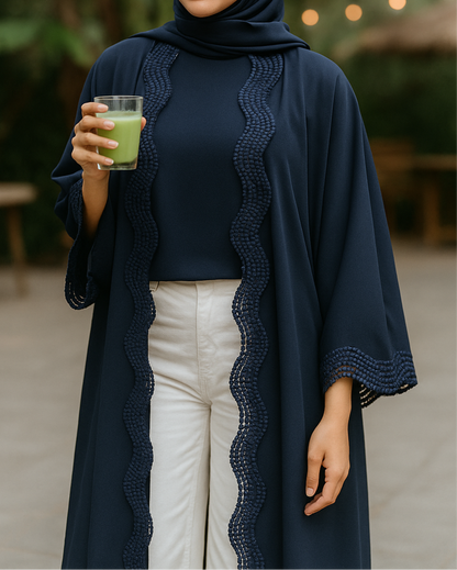 Blue lace abaya