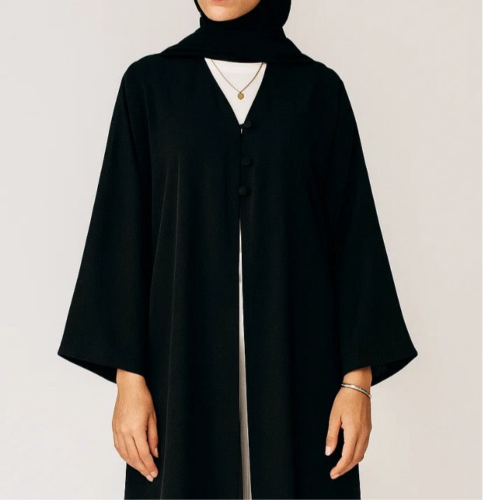 Black button abaya