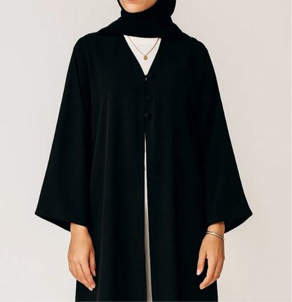 Black button abaya