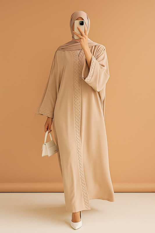 Beige Braided Abaya