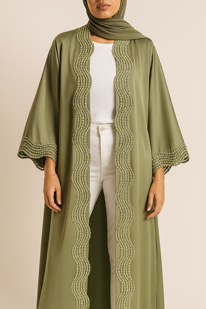 Pistachio lace abaya