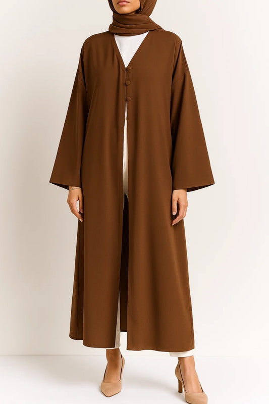 Brown button abaya
