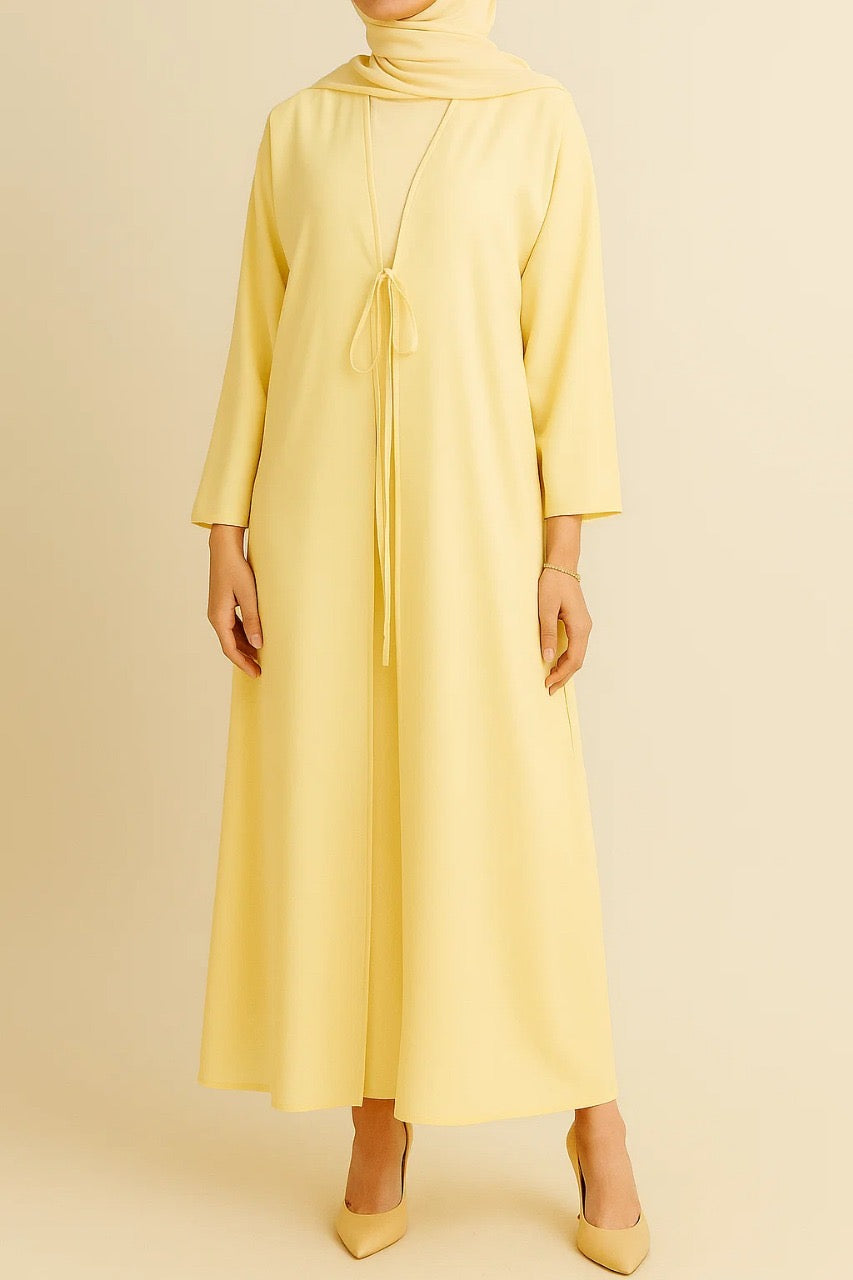Butter Yellow tie abaya