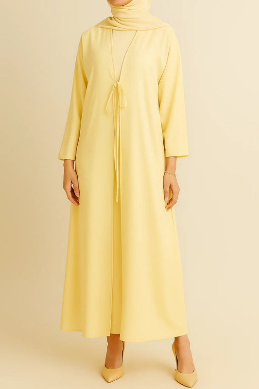 Butter Yellow tie abaya