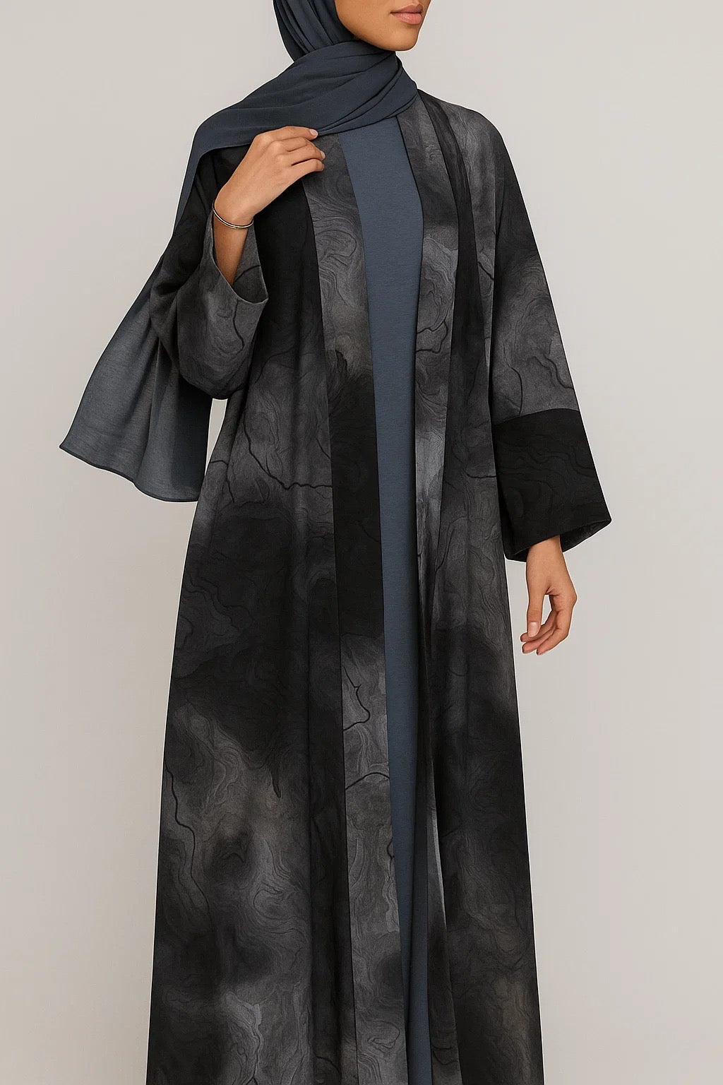 Marble print abaya