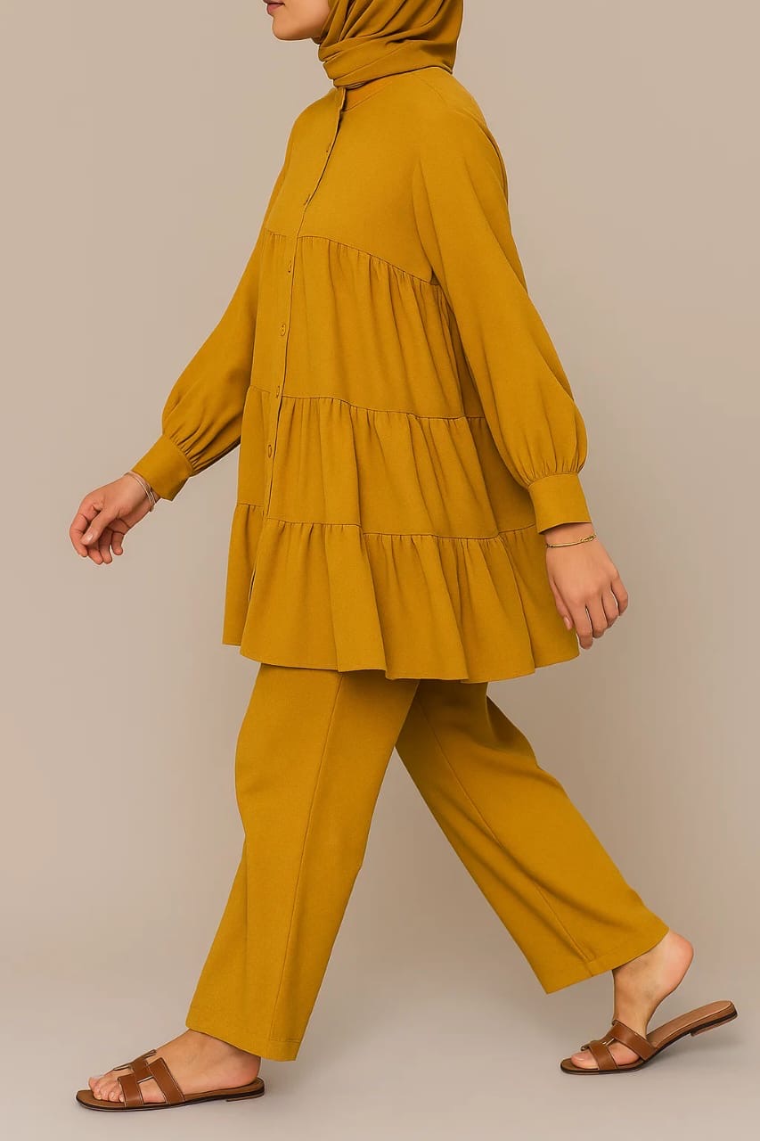 Mustard Button Tiered Coord Set