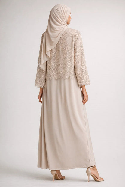 Beige Moon Veil Abaya