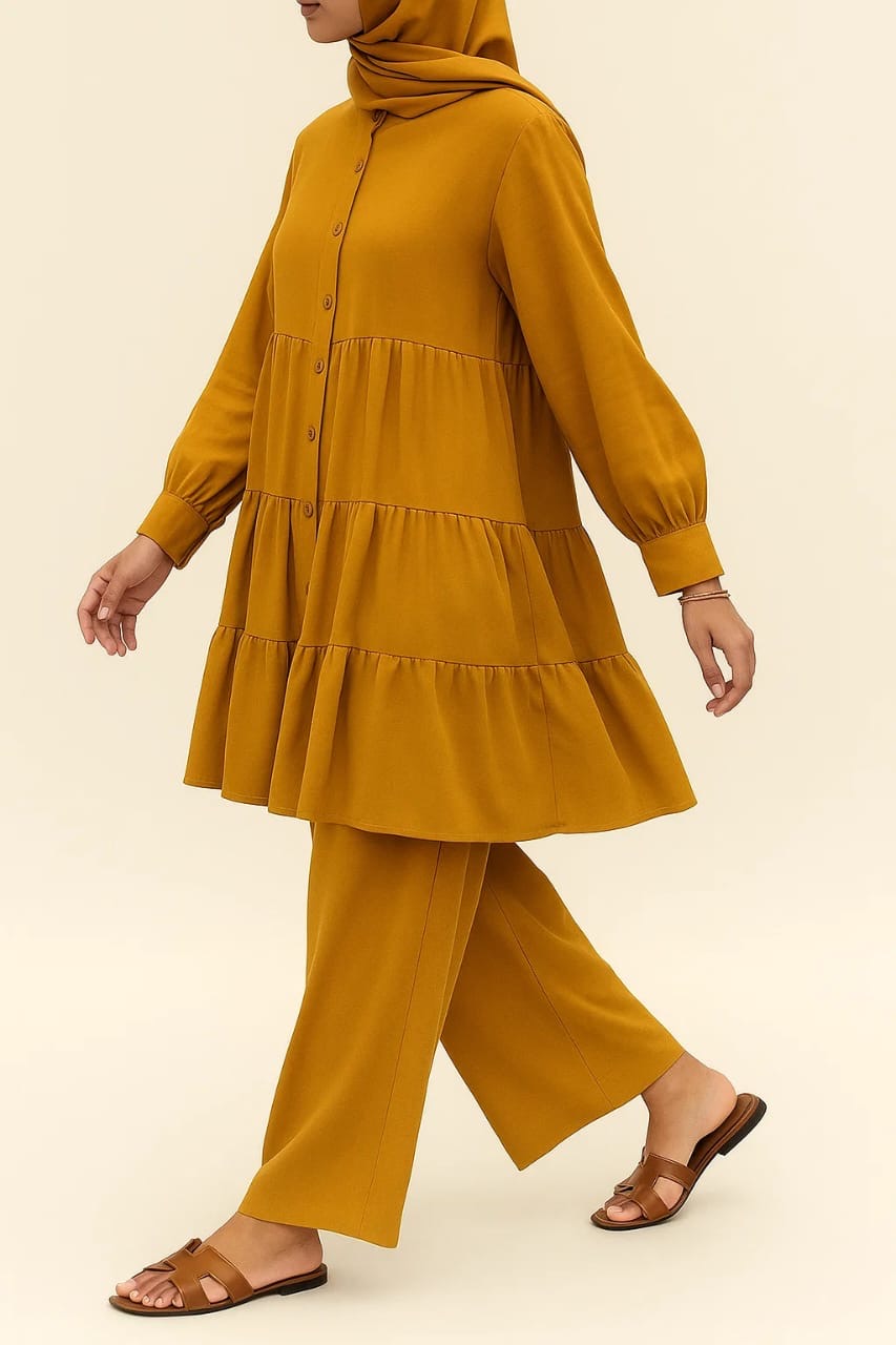 Mustard Button Tiered Coord Set