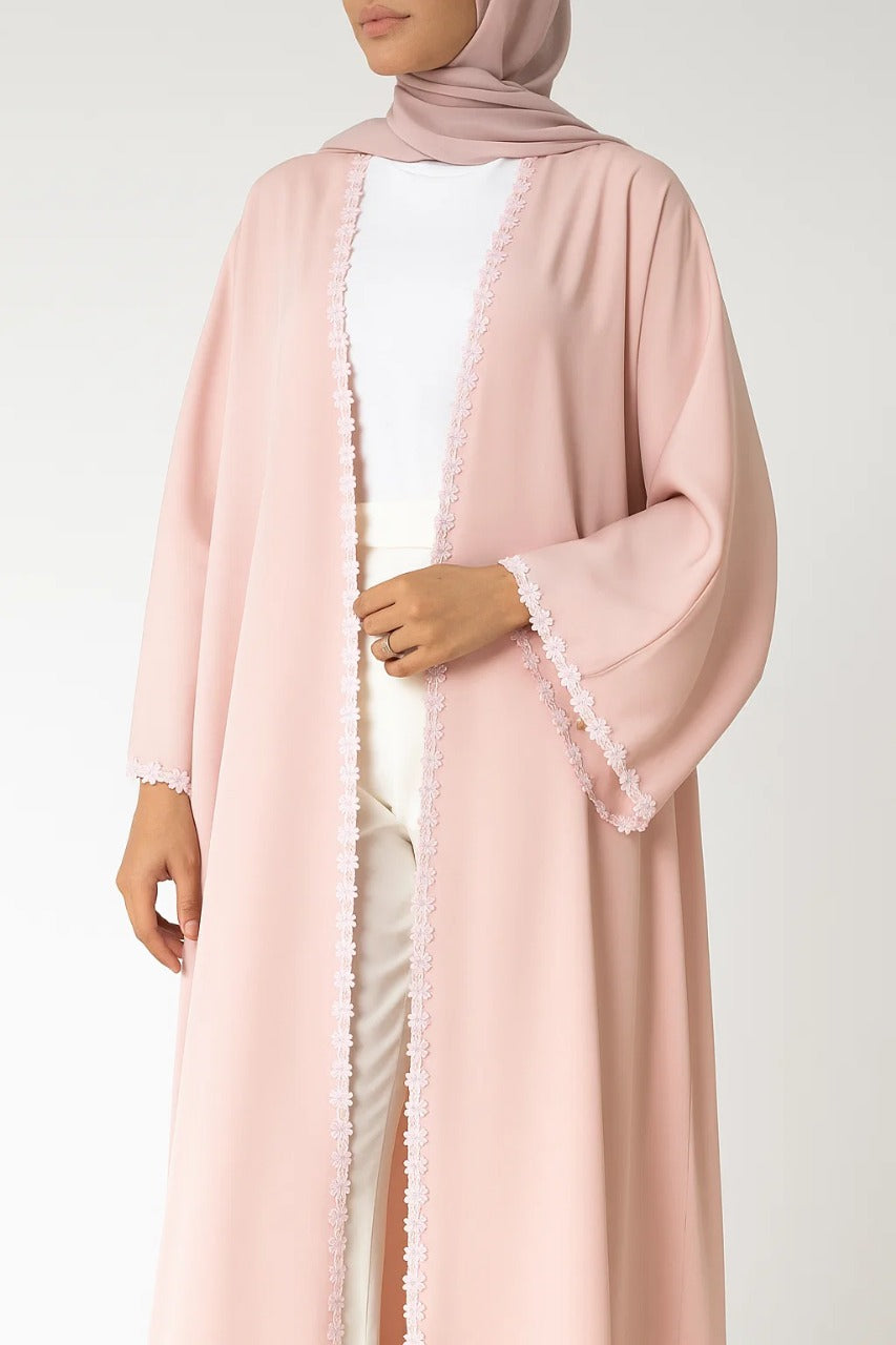 Pinky fancy lace abaya