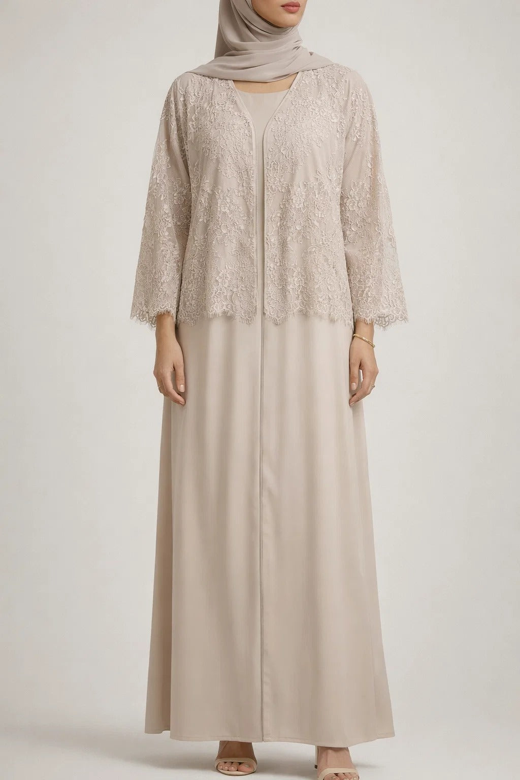 Beige Moon Veil Abaya