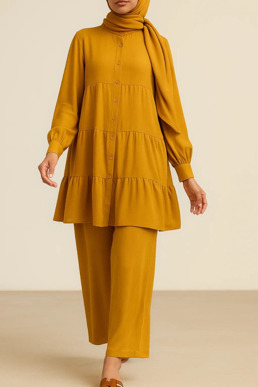 Mustard Button Tiered Coord Set