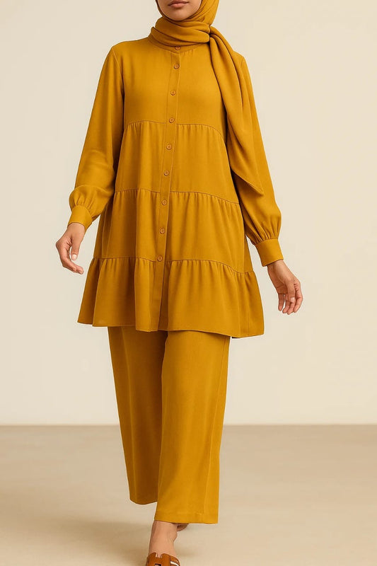 Mustard Button Tiered Coord Set