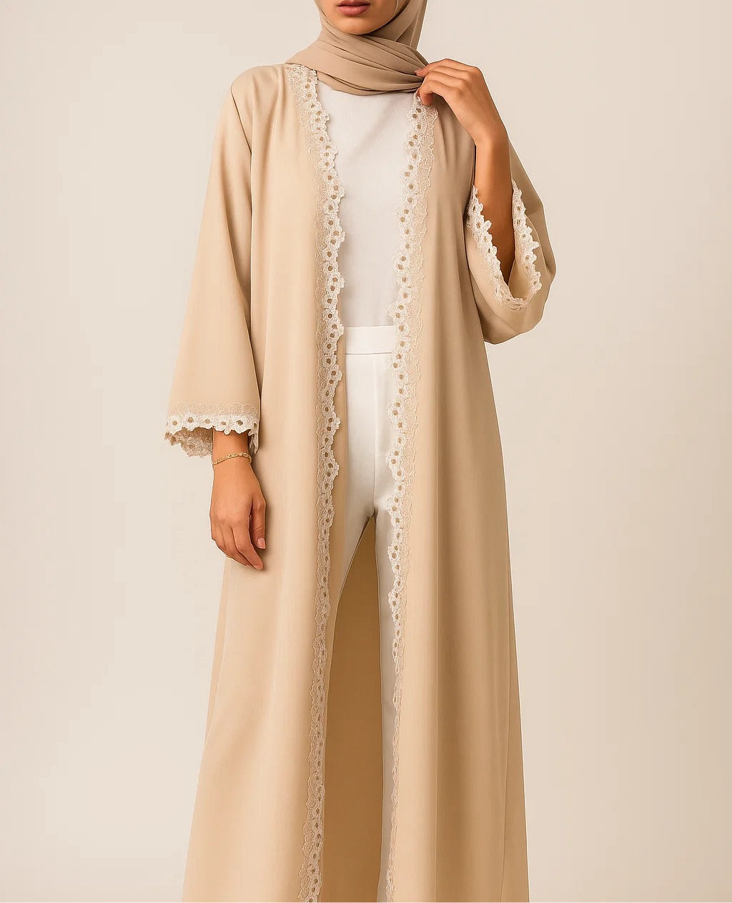 Sand lace abaya
