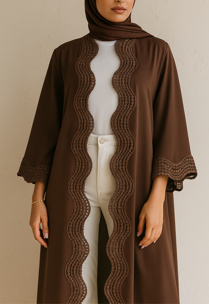 Brown lace abaya
