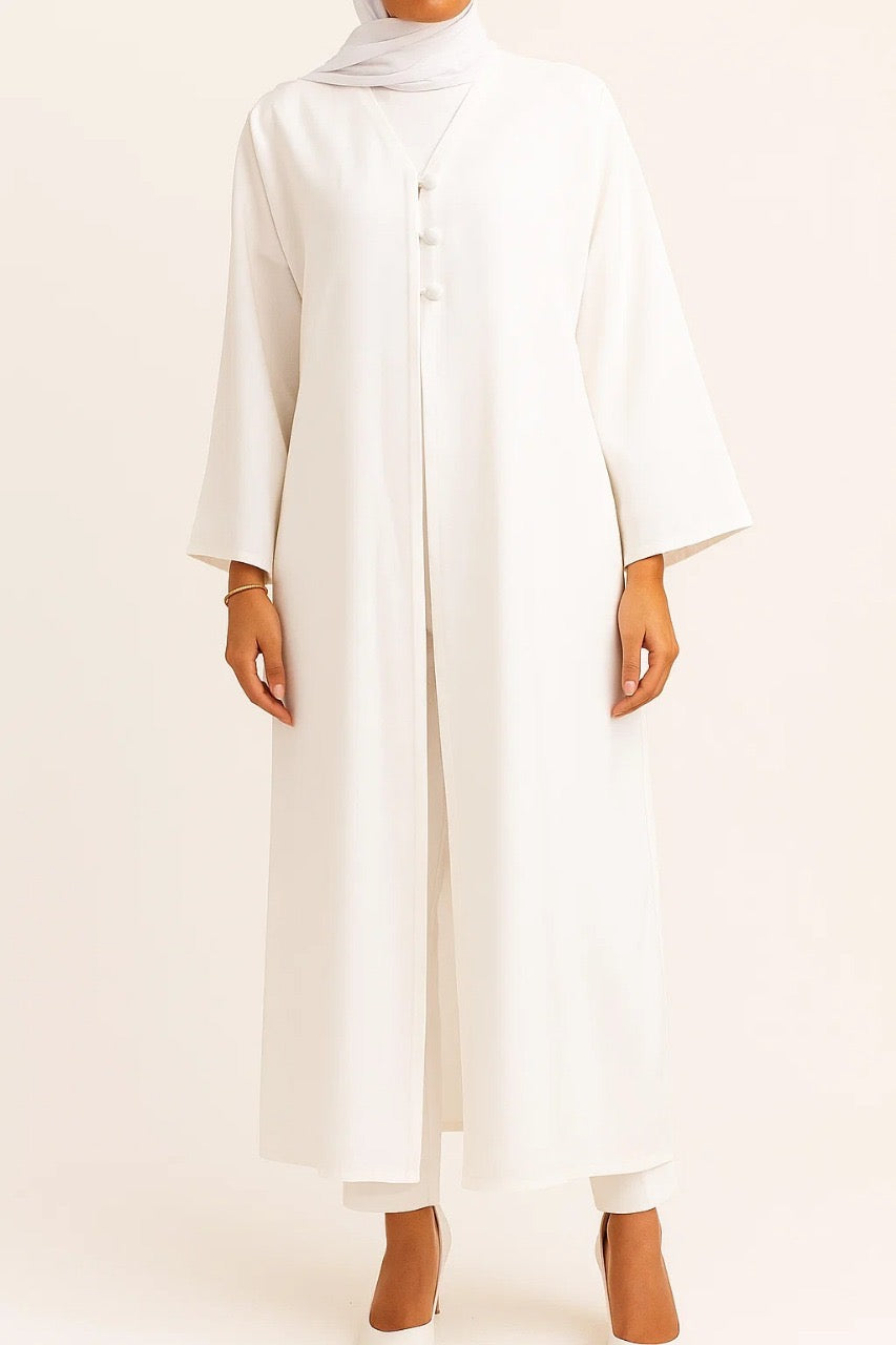 White button abaya