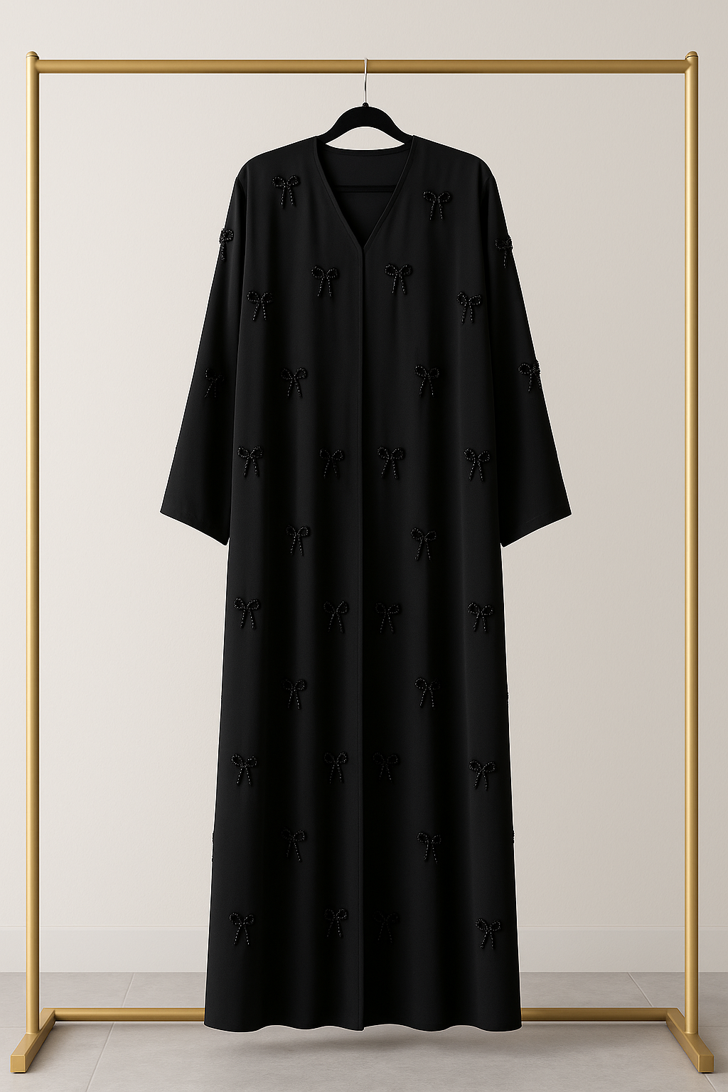 Black Pearl Bow Abaya