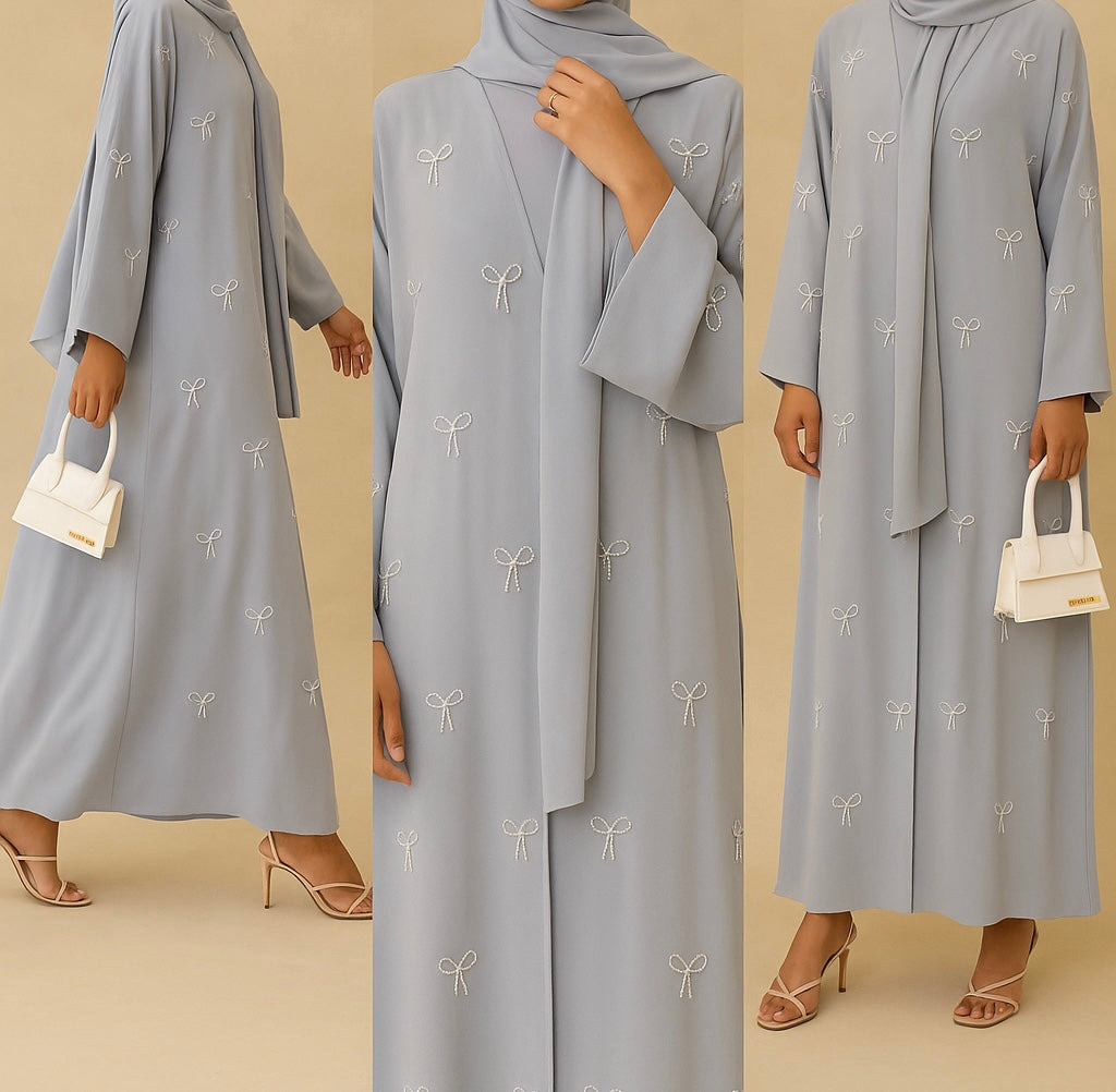 Sky Pearl Bow Abaya