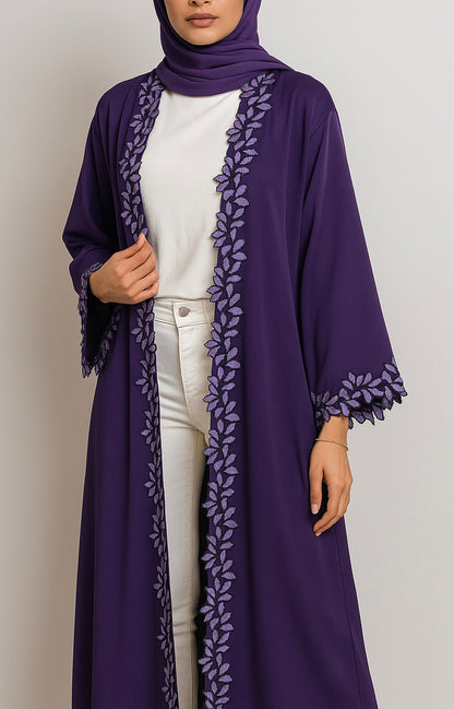 Purple fancy lace abaya