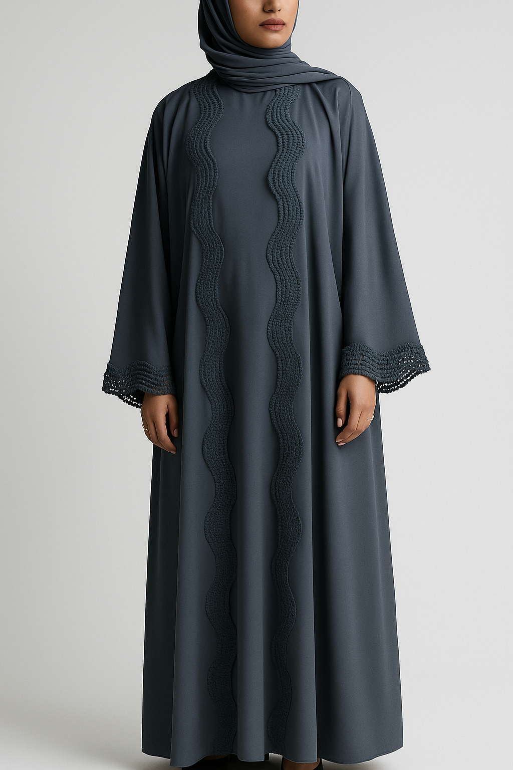 Grey lace abaya (New Edition)