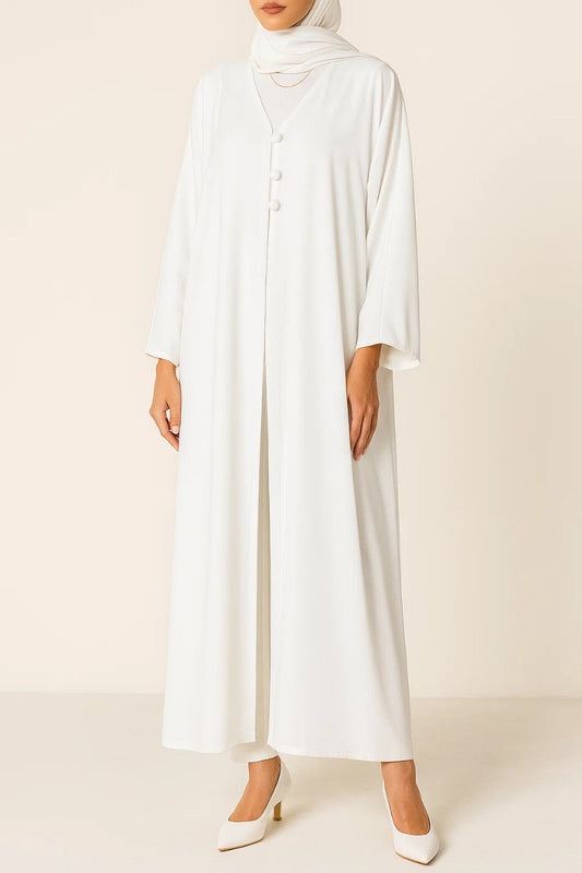 White button abaya