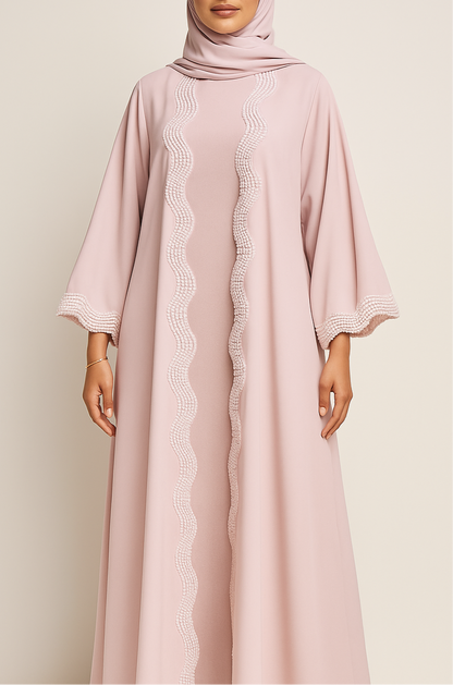 Baby pink lace abaya