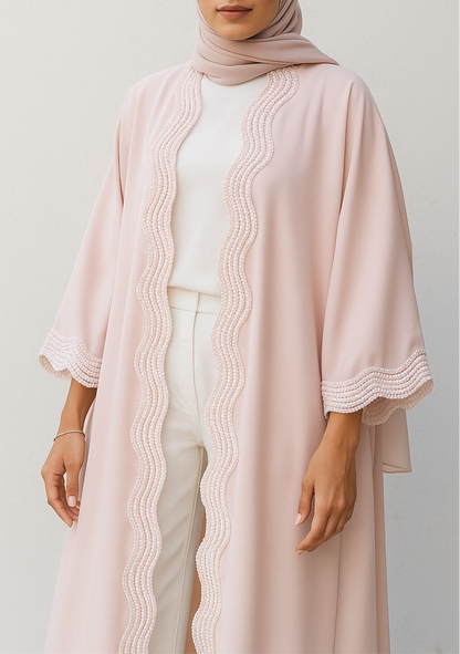 Baby pink lace abaya