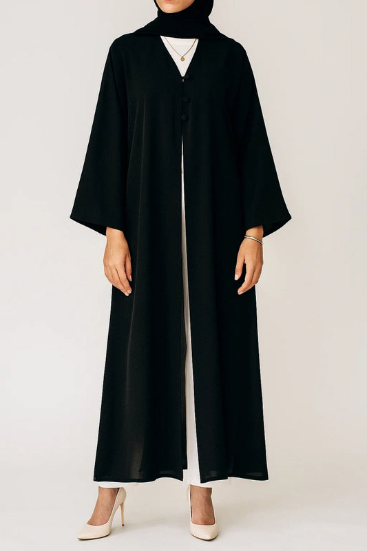 Black button abaya