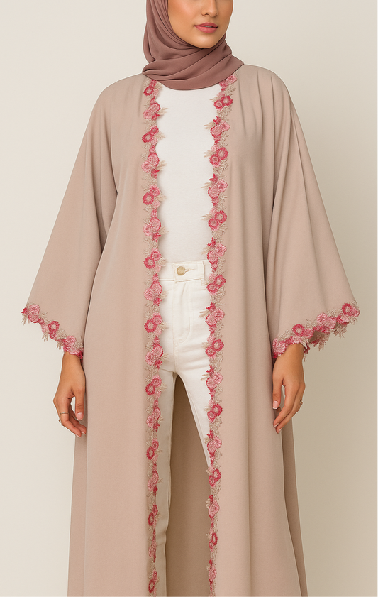Skin fancy lace abaya