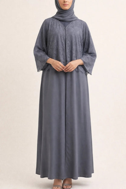 Blueish grey Moon Veil Abaya