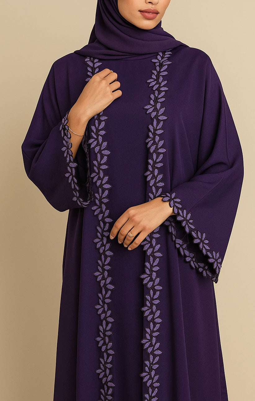 Purple fancy lace abaya