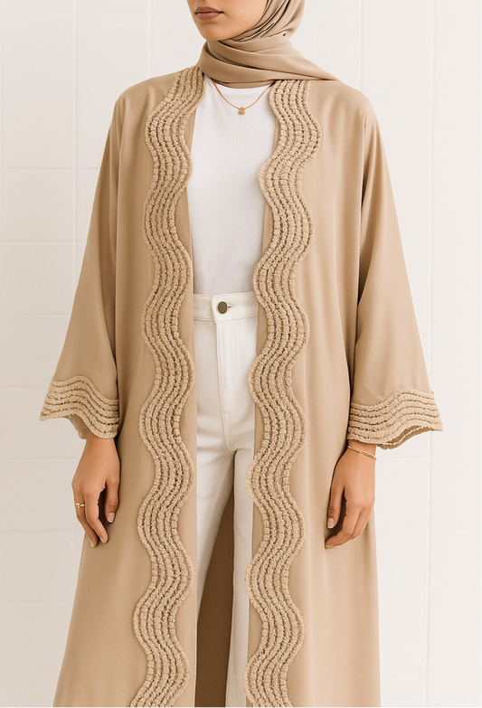 Beige lace abaya