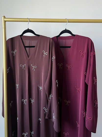 Cinnamon Pearl Bow Abaya