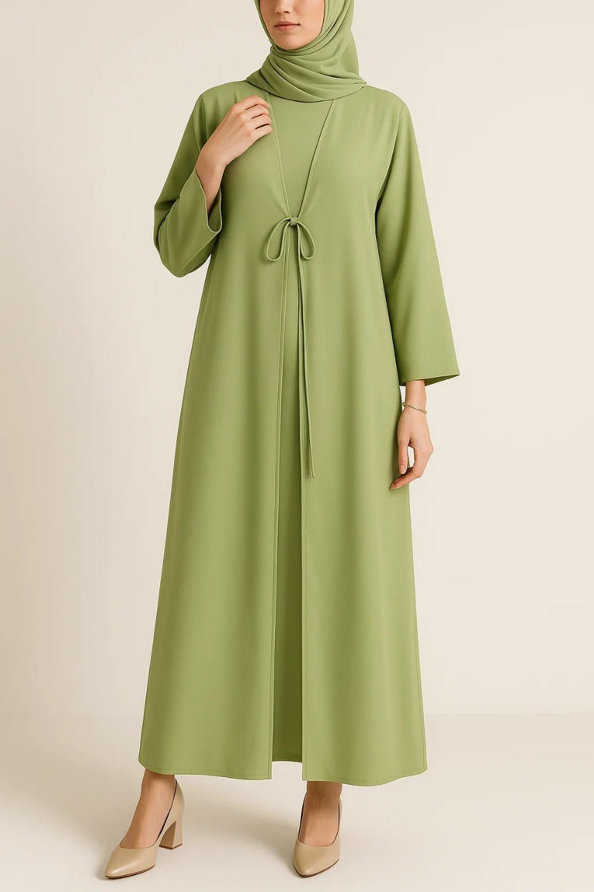 Pistachio tie abaya