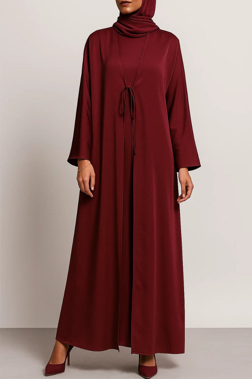 Cherry Red tie abaya