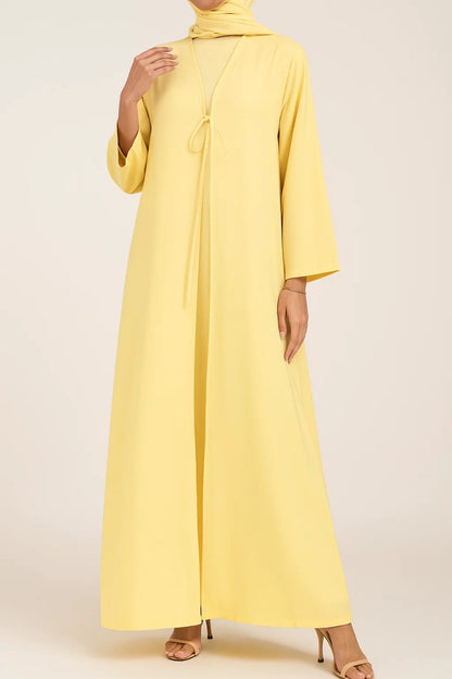 Butter Yellow Tie Abaya