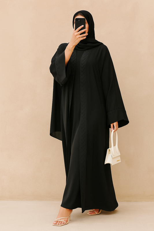 Black Braided Abaya