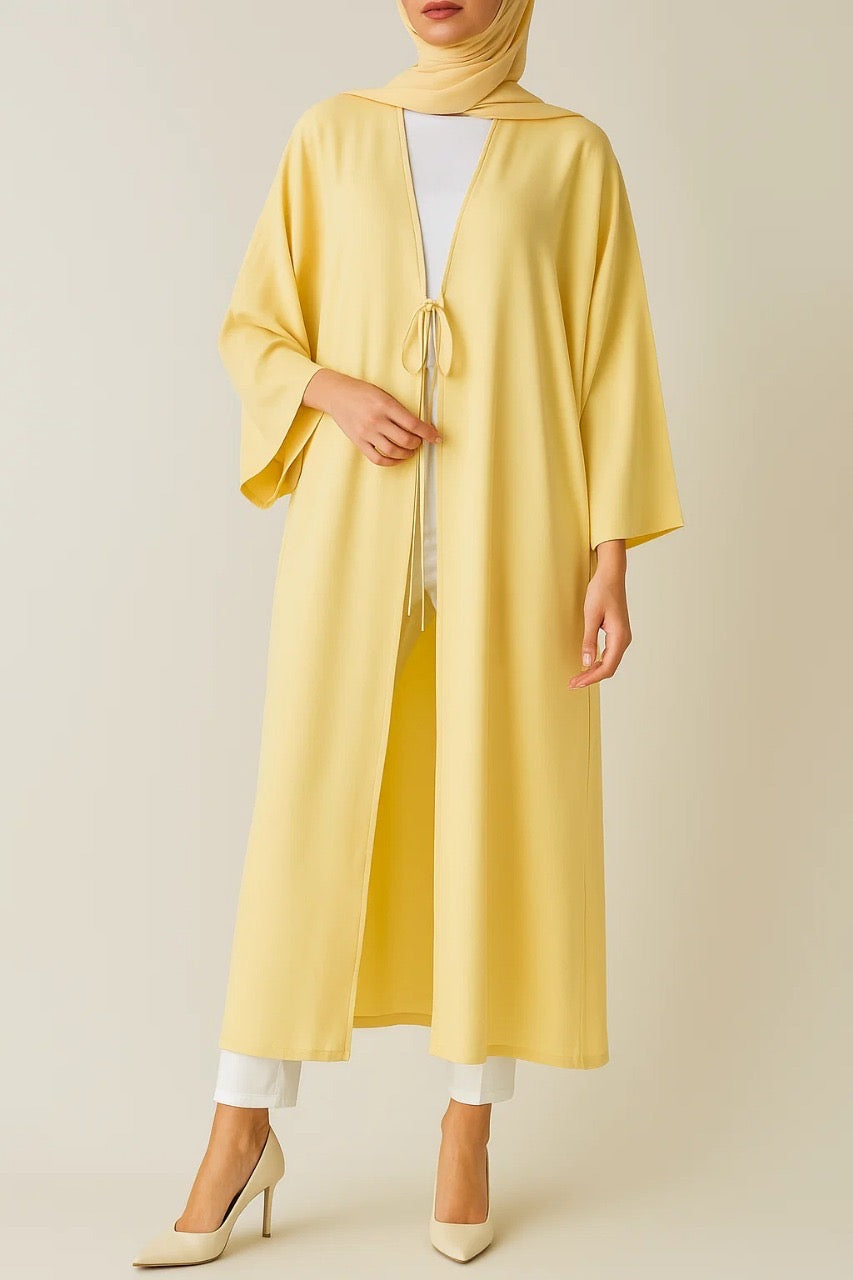 Butter Yellow tie abaya