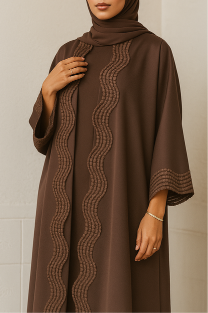 Brown lace abaya