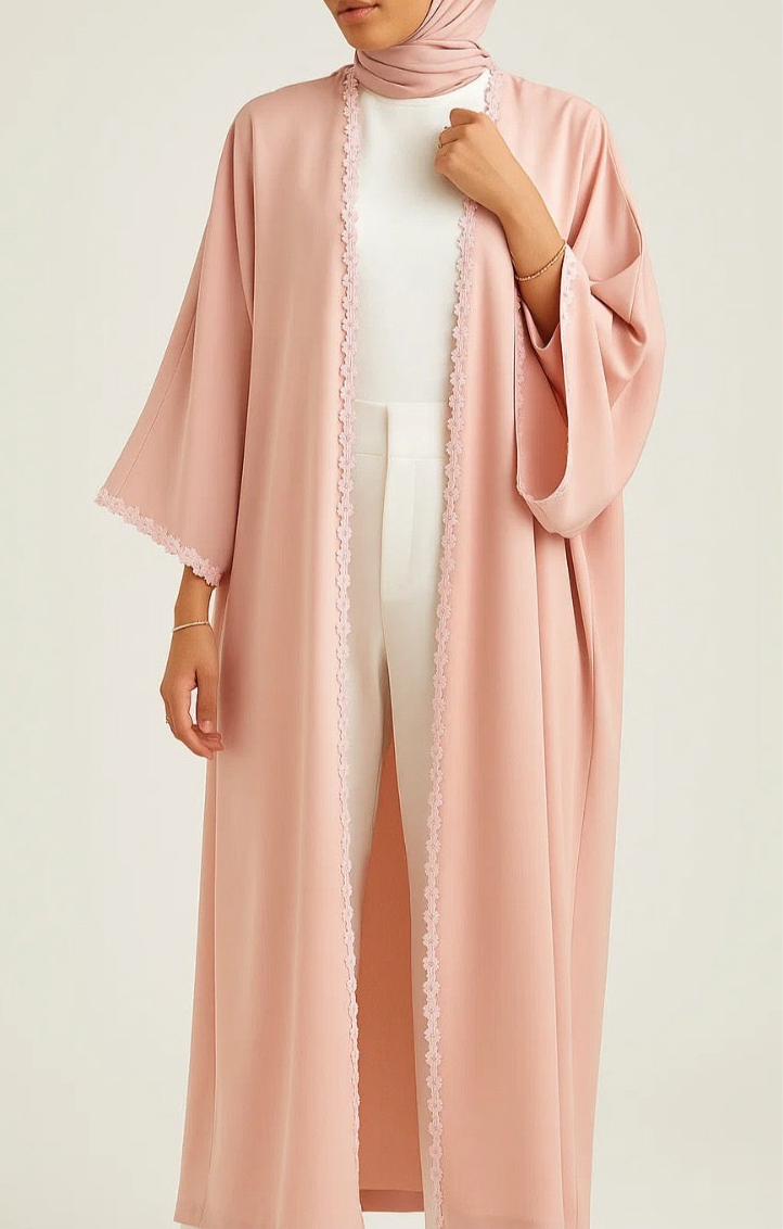 Pinky fancy lace abaya