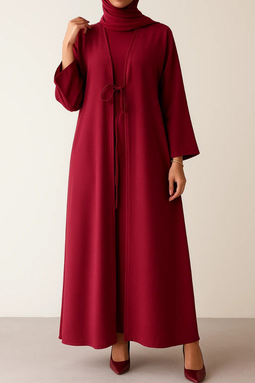 Cherry Red tie abaya