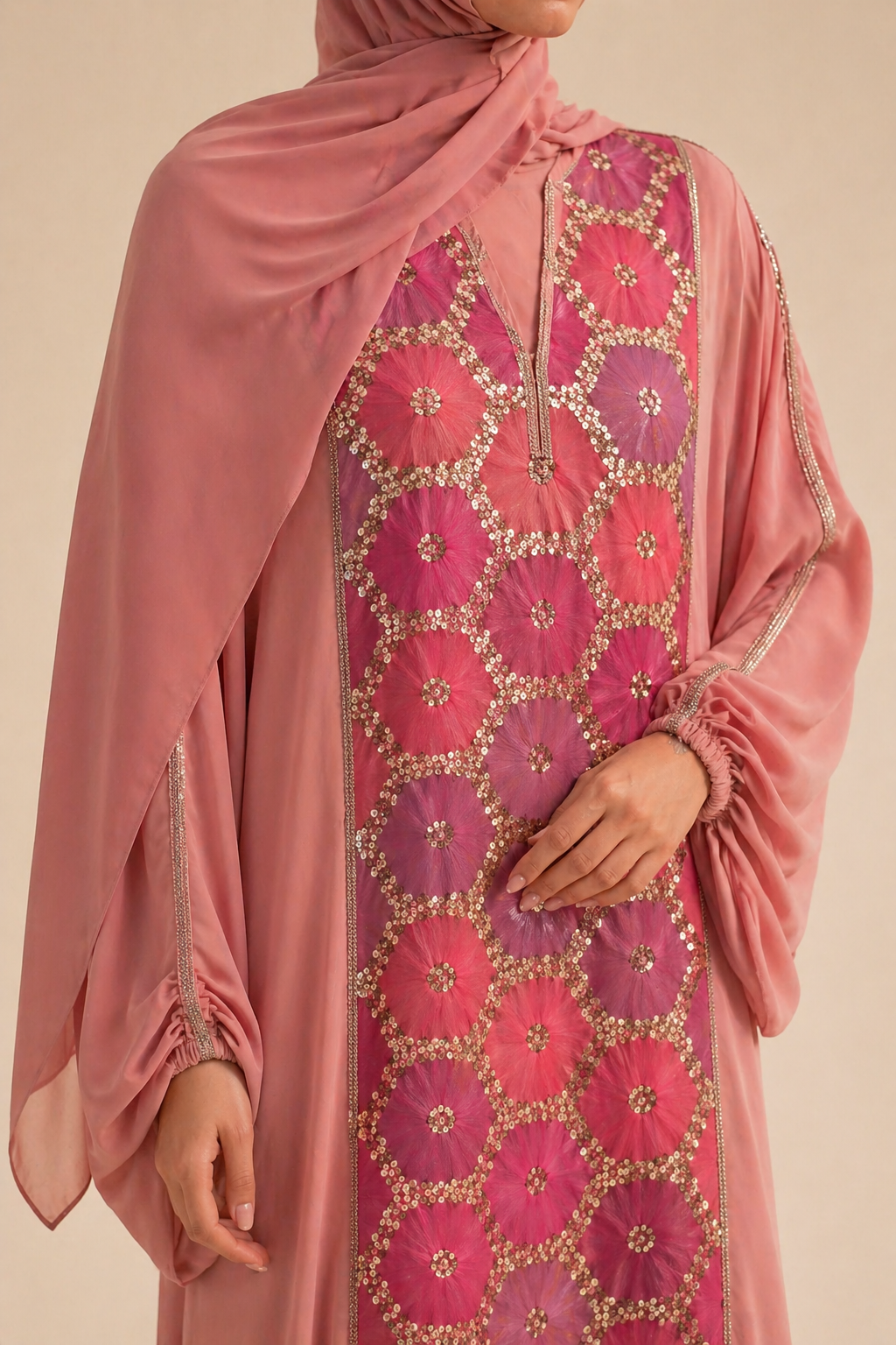 Pink Ward Al Layl Abaya