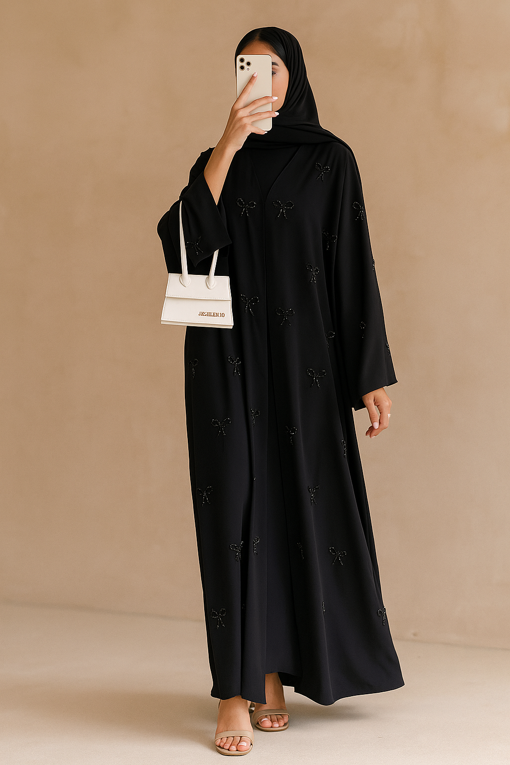 Black Pearl Bow Abaya